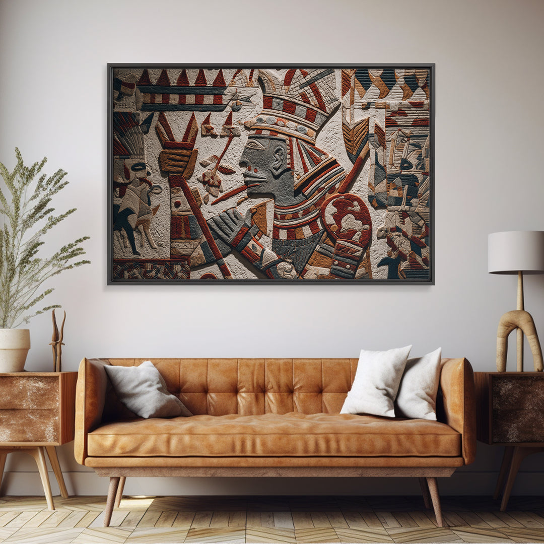 Ancient Egyptian Pharaoh Relief Wall Art, African Egyptian Art Print, Tribal Stone Texture, Cultural Home Decor Gift For Living Room