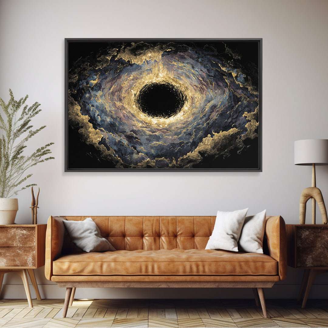 Golden Event Horizon Black Hole Canvas Print, Abstract Wall Art, Black And Gold Art, Luxury Canvas Art, Modern Home Decor