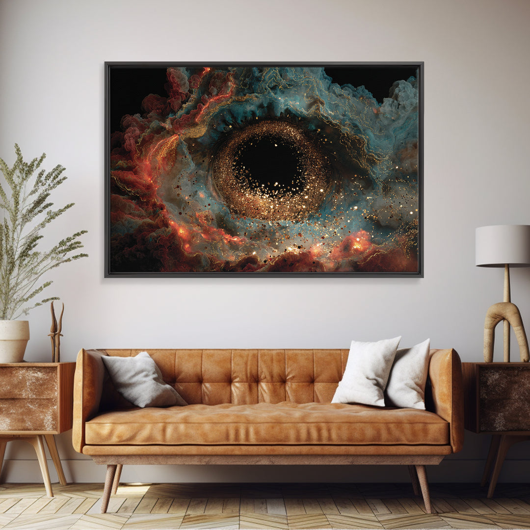 Colorful Nebula Black Hole Canvas Print, Dreamy Wall Art, Vibrant Abstract Art, Modern Canvas Art, Bold Unique Home Decor Gift