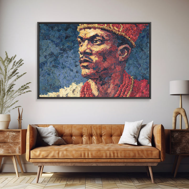 Young African Royal Portrait Wall Art, Red Crown Prince Painting, Black Man Portrait, Afrocentric Home Decor, Cultural Gift
