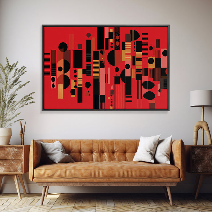 Red Black Geometric Abstract Wall Art, Modern African Art Print, Bold Urban Decor, Contemporary Canvas Print Statement Gift