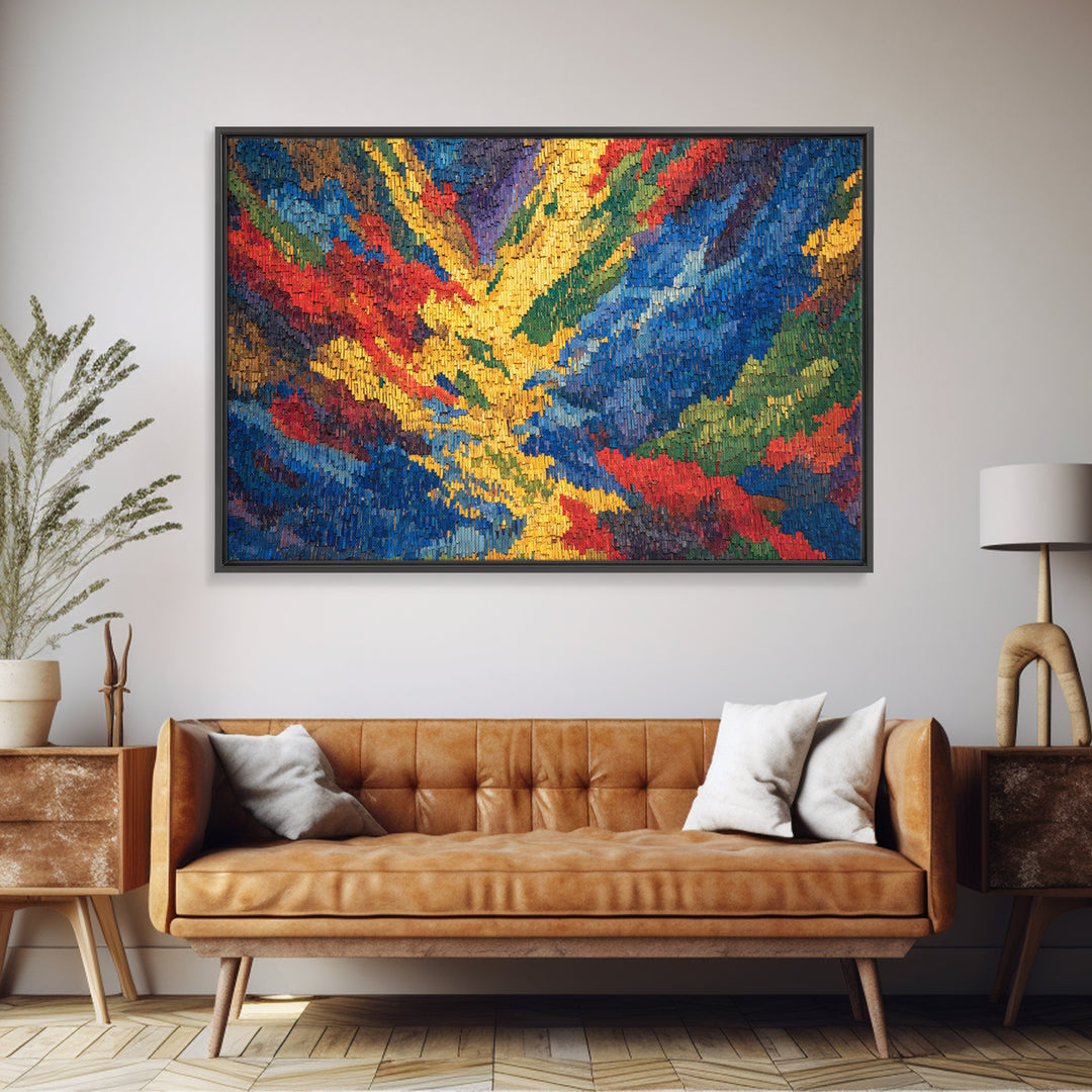 Vibrant Woven Ankara Textile Abstract Wall Art, African Fabric Patterns, Colorful African Print, Modern Home Decor Art Gift
