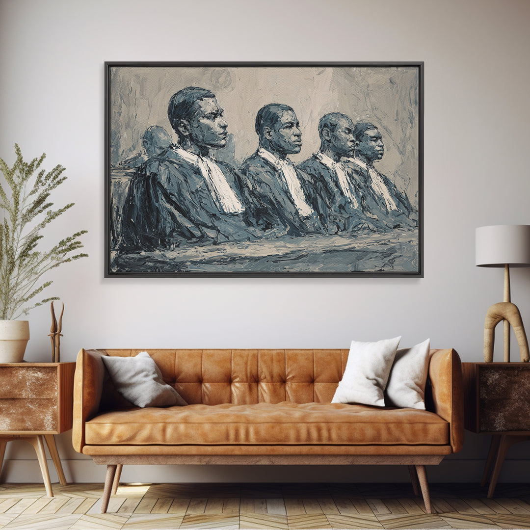 Distinguished Black Judges Framed Canvas Print, African American Art, Legal Portrait Wall Decor For Office And Study Room