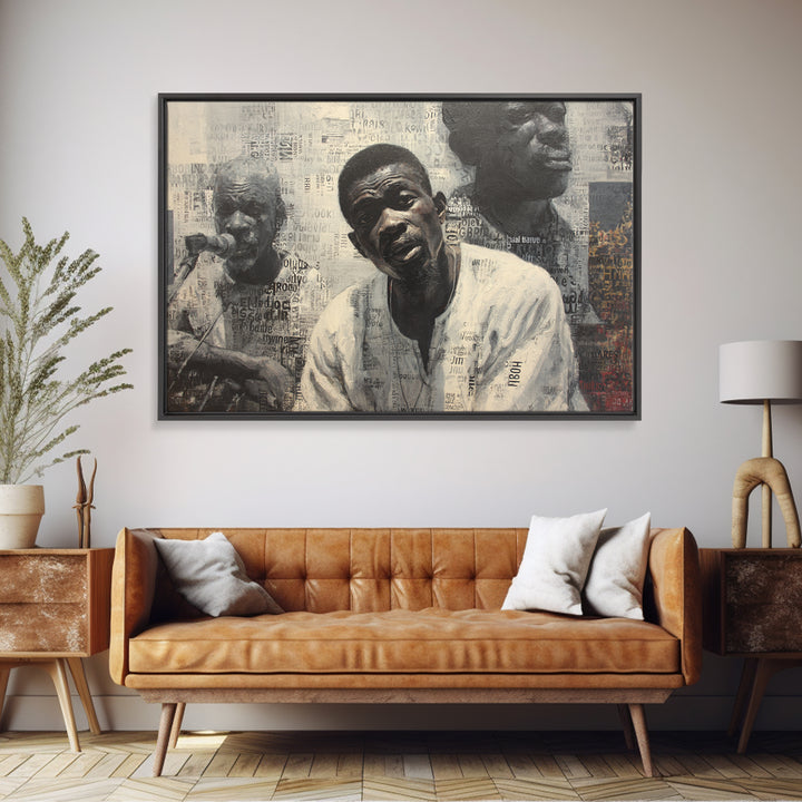 Textured Black Musicians Portrait Wall Art, African American Art Print, Black Culture Art, Modern Afrocentric Home Decor