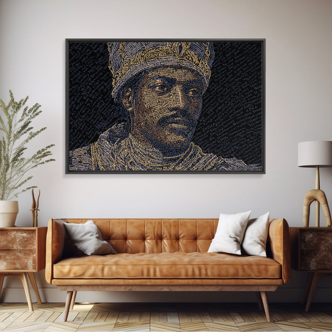 Regal African King Portrait Canvas Print, Black Man Art, African American Art, Gold Jewelry Canvas, Afrocentric Wall Decor