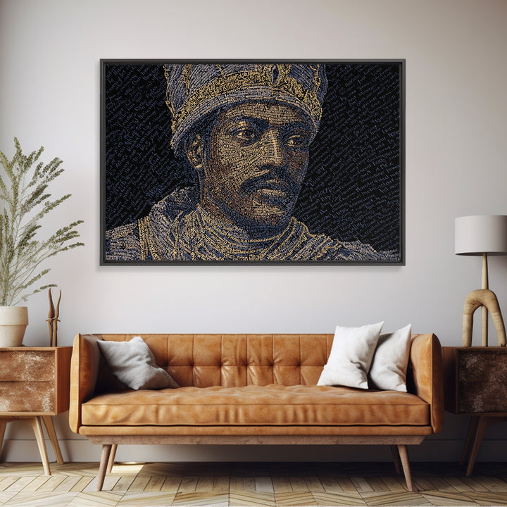 Regal African King Portrait Canvas Print, Black Man Art, African American Art, Gold Jewelry Canvas, Afrocentric Wall Decor