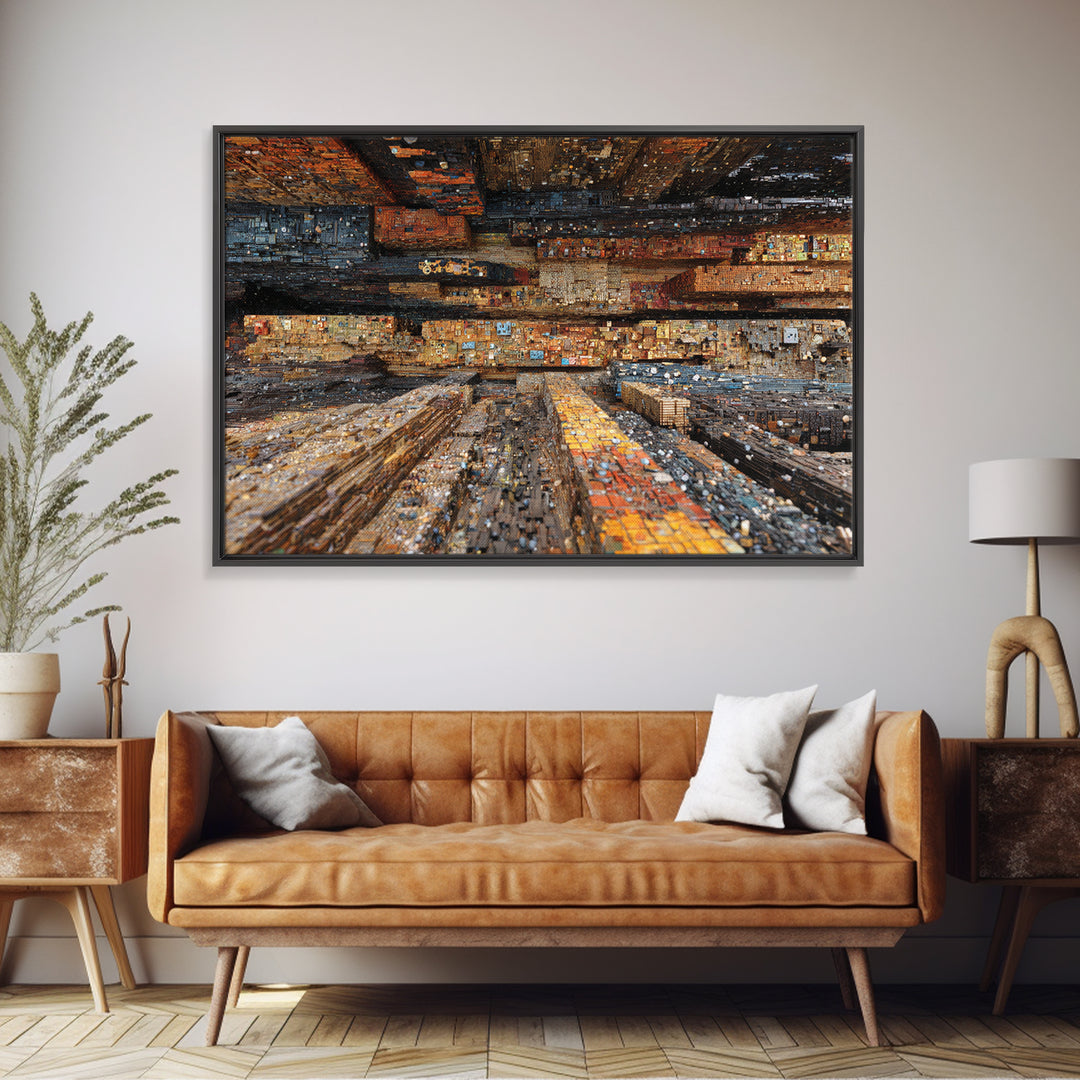 Abstract Urban Cityscape Canvas Print, Textured Modern Art, Statement Wall Art, Office Decor, Contemporary Home Decor Gift
