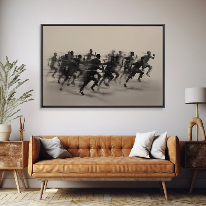 Sepia African Runners In Motion Canvas Print, Athletic Black Art, Modern African Art Decor, Dynamic Race Wall Decor Gift
