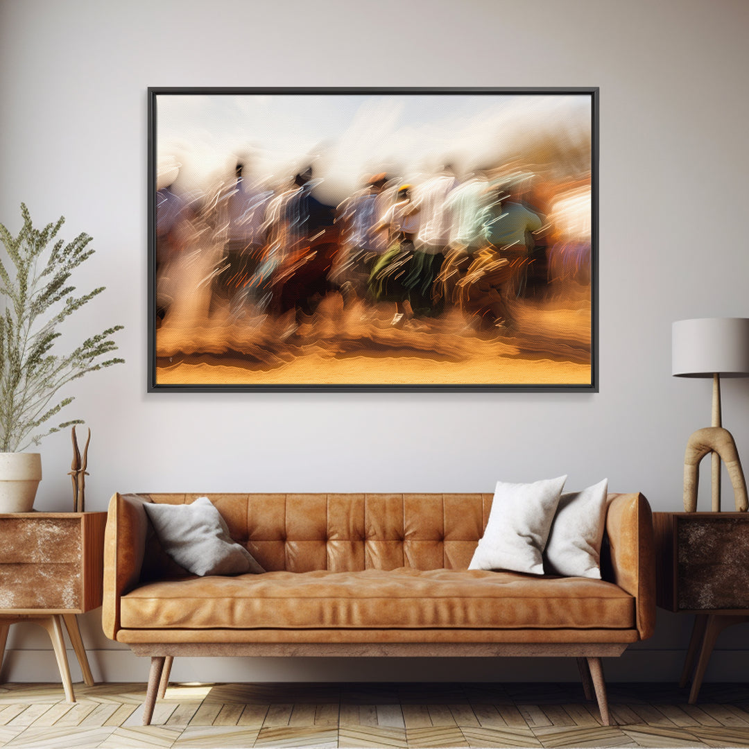Sunlit African Crowd Procession Wall Art, Motion Blur Cultural Art Print, Black People Decor, Modern Canvas Home Decor Gift