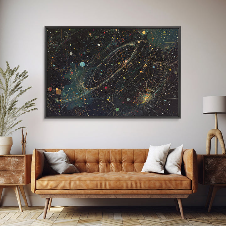 Cosmic Planetary Orbit Map Canvas Print, Abstract Wall Art, Modern Office Decor, Celestial Space Poster, Unique Home Decor