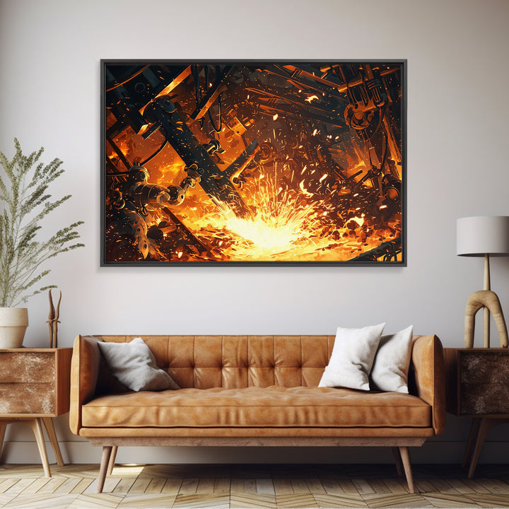 Robotic Molten Forge Canvas Print, Afrofuturism Decor, Industrial Wall Art, Modern Canvas Art, Bold Unique Home Decor Gift