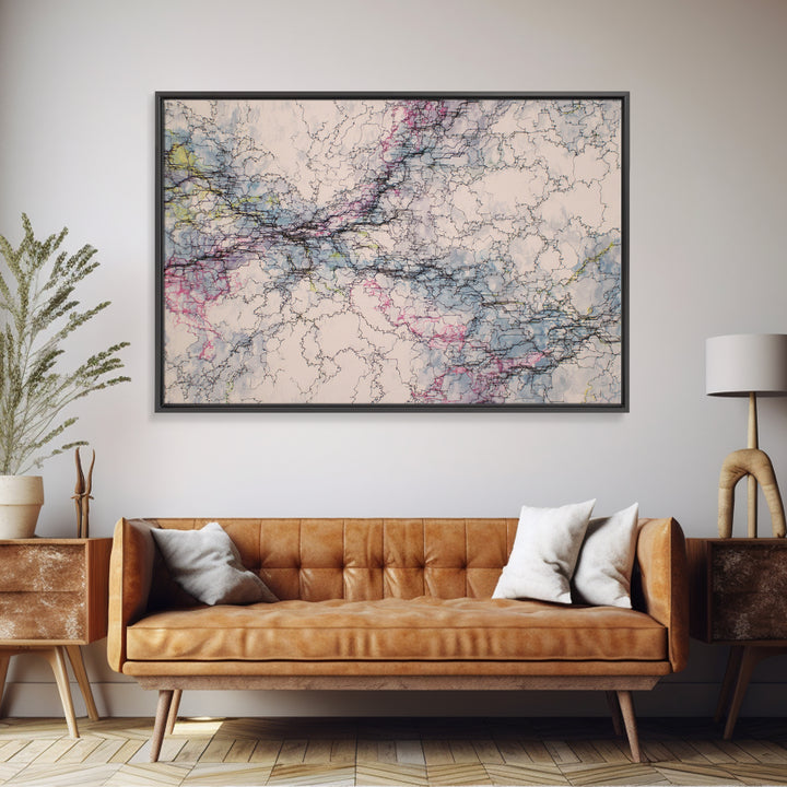 Soft Marble Vein Abstract Wall Art Minimalist African Abstract Digital Print Beige Blue Office Decor Modern Canvas Wall Art