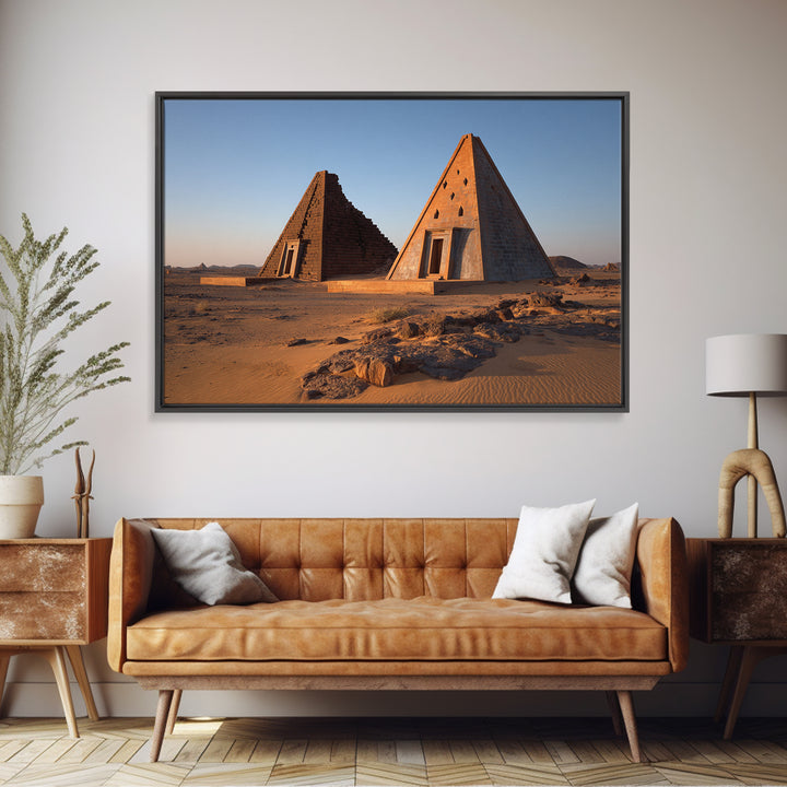 Nubian Desert Pyramids Photo Canvas Print African Landscape Wall Art Ancient African Art Decor Sudan Travel Poster Gift For Him