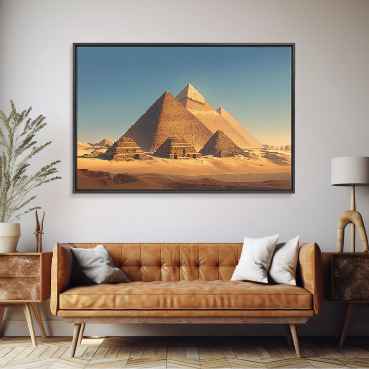 Golden Egyptian Pyramids At Sunrise Wall Art, Ancient African Art, Desert Landscape, Africa Poster, Home Decor Gift, Wall Decor