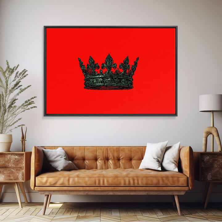 Black Crown On Red Background Wall Art, African Queen Decor, Royal Afrocentric Print, Bold Modern Black Culture Art, Statement Wall Decor