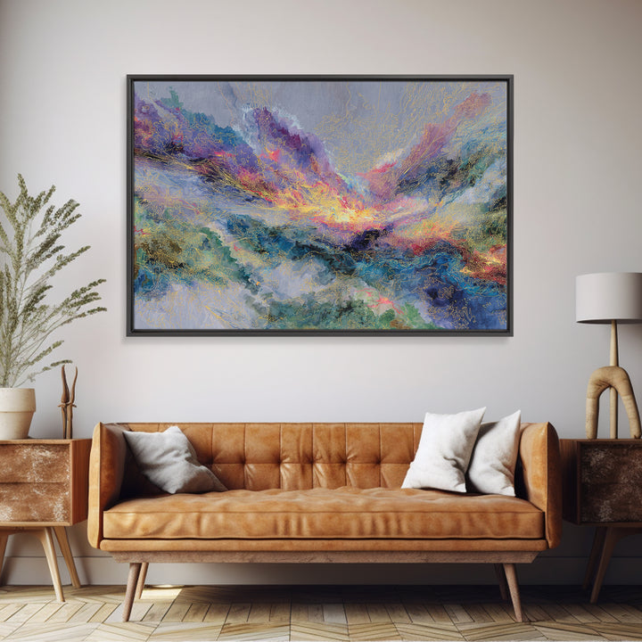 Colorful Abstract Mountain Light Canvas Print, African Art Abstract, Modern Wall Art, Luxury Home Decor, Textured Painting