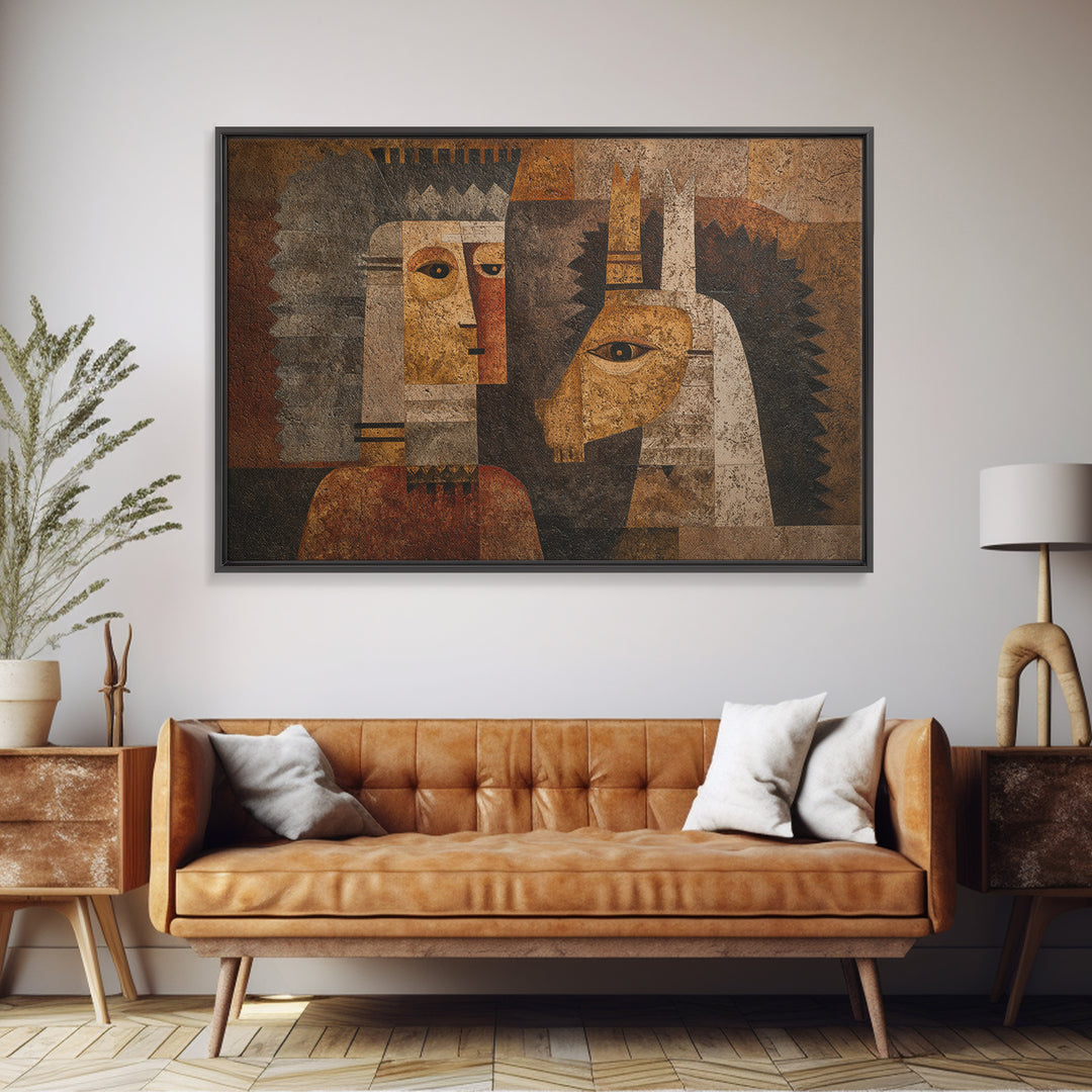 Cubist African Queen Portrait Wall Art, African Woman Art Print, Black Goddess Artwork, Ethnic Modern Home Decor Gift For Her