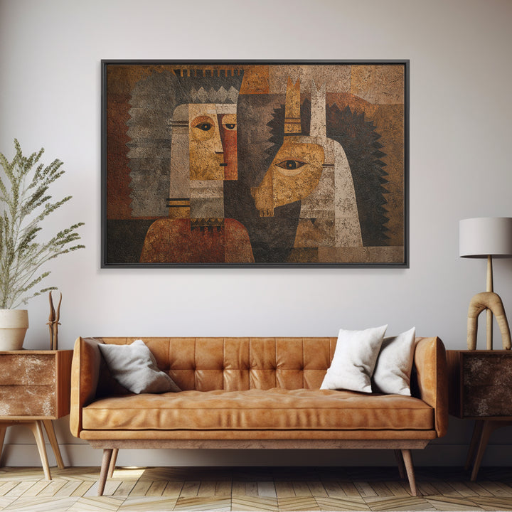 Cubist African Queen Portrait Wall Art, African Woman Art Print, Black Goddess Artwork, Ethnic Modern Home Decor Gift For Her