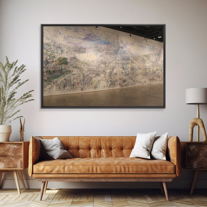 Panoramic Abstract City Mural Wall Art, Contemporary Canvas Print, Large Gallery Wall Decor, Modern Office Statement Piece