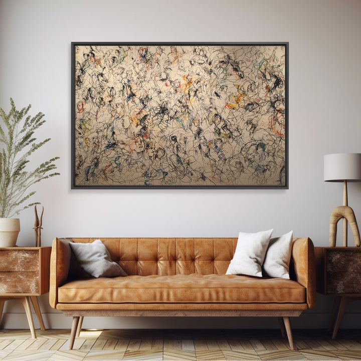 Expressive Crowd Line Drawing, Abstract Wall Art, Contemporary Canvas Print, Minimalist Sketch Decor, Gallery Home Decor Gift
