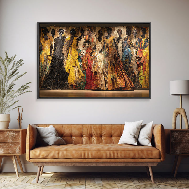 Elegant African Women Fashion Parade Wall Art, Textured Black Woman Art, African American Art, Luxury Canvas Decor, Statement Piece