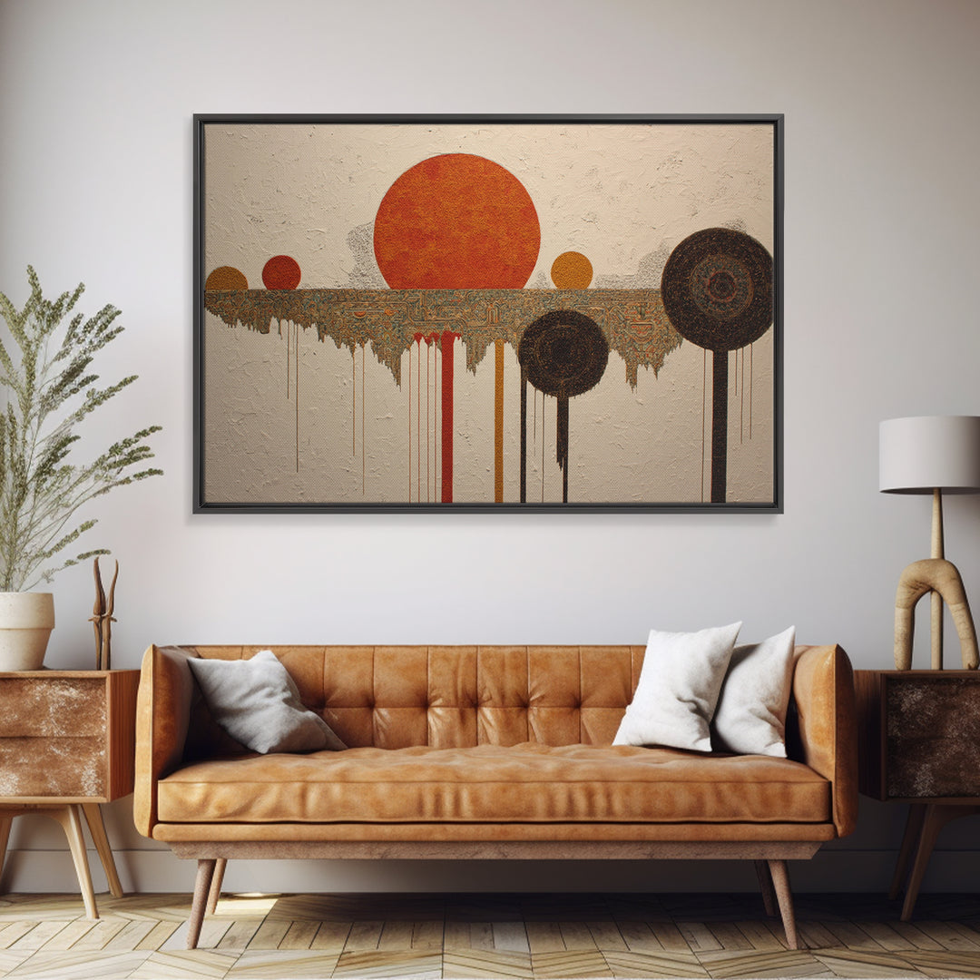 Orange Sun Circles And Tribal Pattern Wall Art, Abstract African Art, Burnt Orange Art, Bohemian Home Decor, Cultural Gift