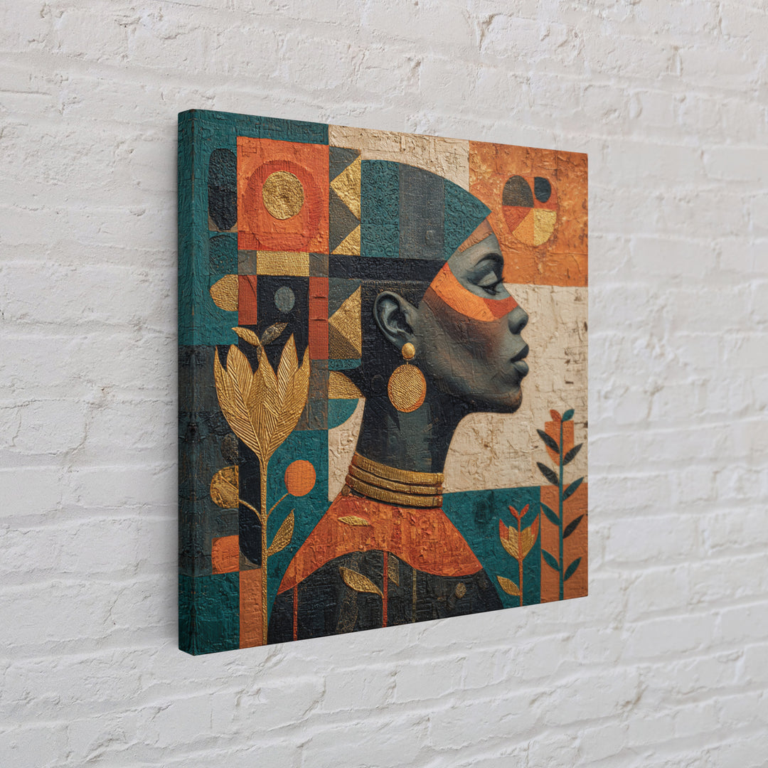 African Goddess Emerging from Botanical Forms and Canvas Print, African Inspired Art, Removable Wallpaper, Living Room Decor, AIA-1x1-39