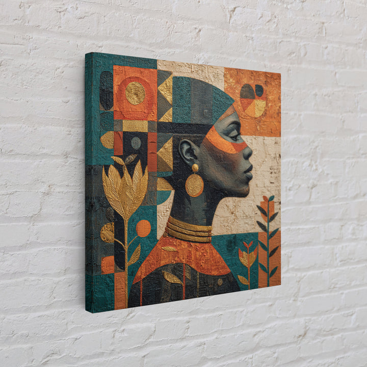 African Goddess Emerging from Botanical Forms and Canvas Print, African Inspired Art, Removable Wallpaper, Living Room Decor, AIA-1x1-39