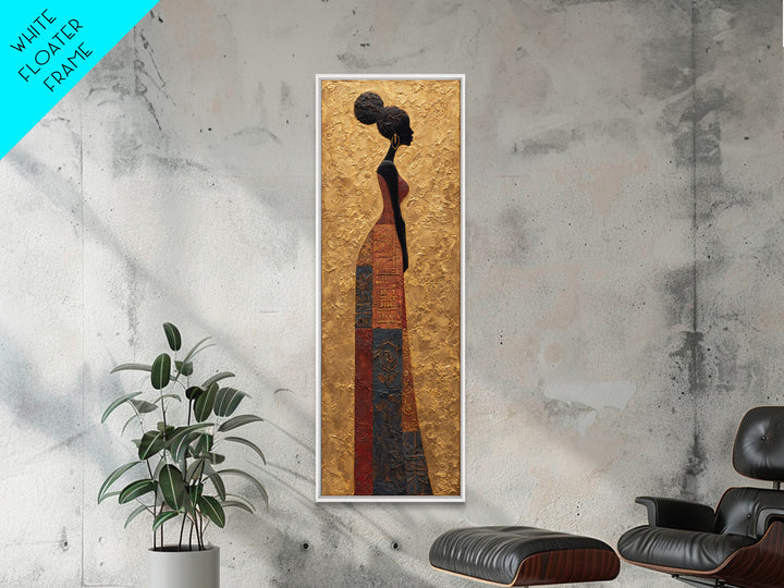 Indigo and Ochre Pattern Study by Woven Canvas Print, African Inspired Art, Digital Art, Living Room Decor, Abstract Art, AIA-1x3-60