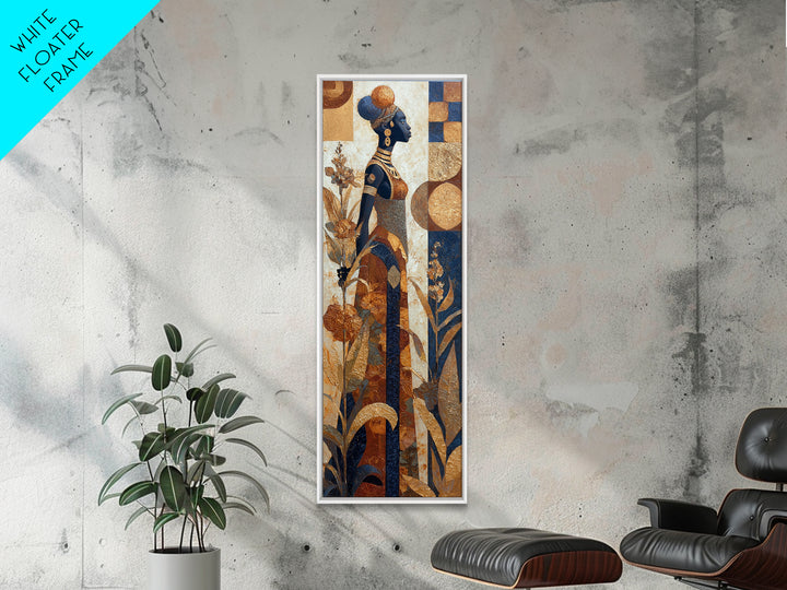 African Goddess Emerging from Botanical Forms and Canvas Print, African Inspired Art, African American Art, Living Room Decor, AIA-1x3-75