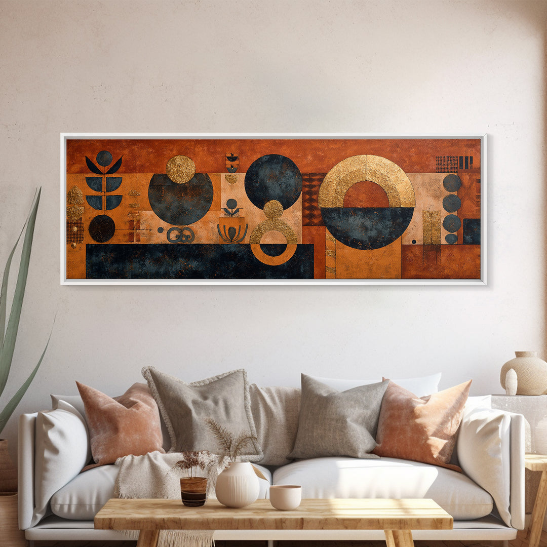 Mud Cloth Geometric Abstraction Canvas Print, African Inspired Art, Statement Artwork, Living Room Decor, Abstract Art, AIA-3x1-19