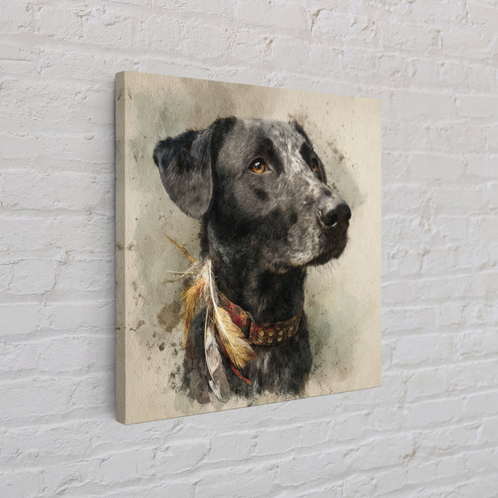 Dog Portrait with Painterly Collar and Loyal Canvas Print, Animal Art, Modern Wall Art, Living Room Decor, Fine Art, Creature, ANI-1x1-13