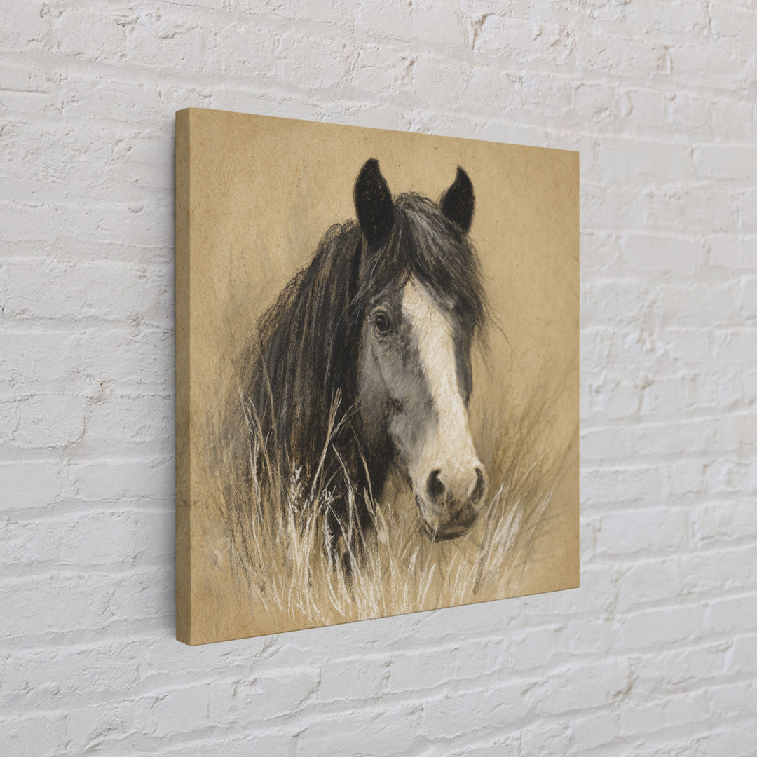 Majestic Horse Head Framed Canvas Print, Animal Art, Nursery Wall Art, Living Room Decor, Fine Art, Creature, Trendy Wall Art, ANI-1x1-27