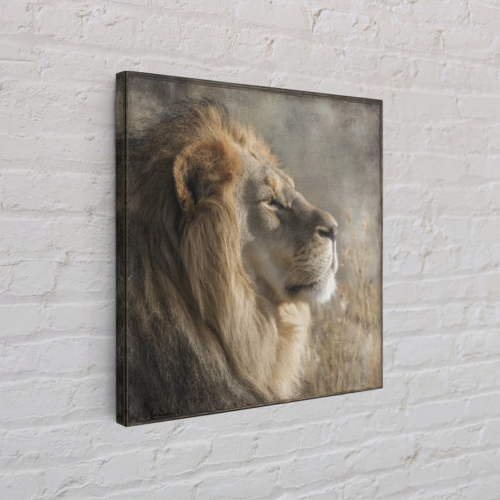 Regal Lion Profile Framed Canvas Print, Animal Art, Statement Artwork, Living Room Decor, Abstract Art, Creature, Wall Decor, ANI-1x1-33