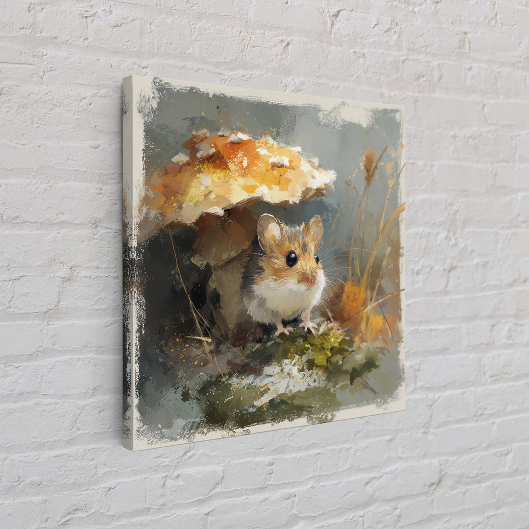 Tiny Field Mouse Framed Canvas Print, Animal Art, Cat Art, Living Room Decor, Watercolor Art, Creature, Art Print, ANI-1x1-34