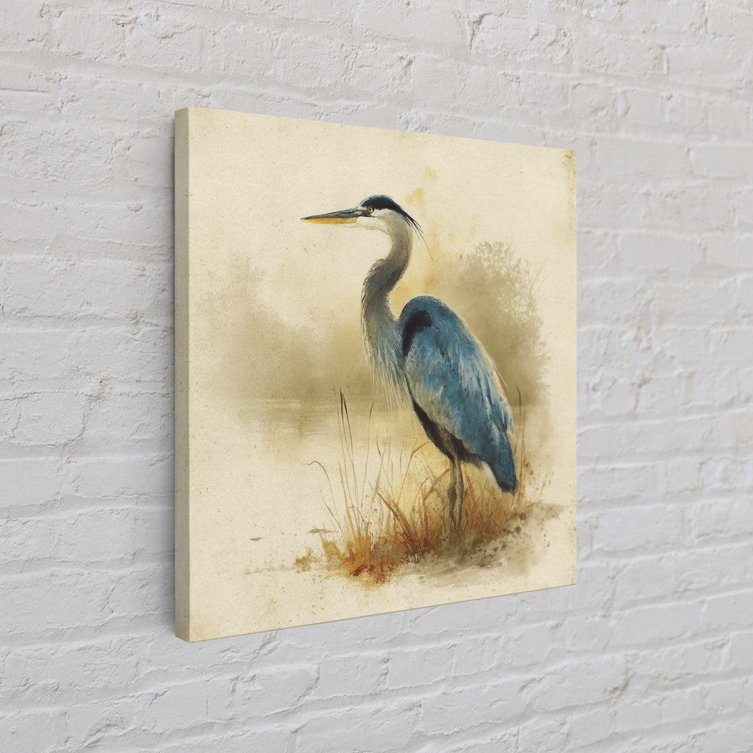 Blue Heron Standing Canvas Print, Animal Art, Printable Art, Living Room Decor, Fine Art, Creature, Downloadable Art, ANI-1x1-35