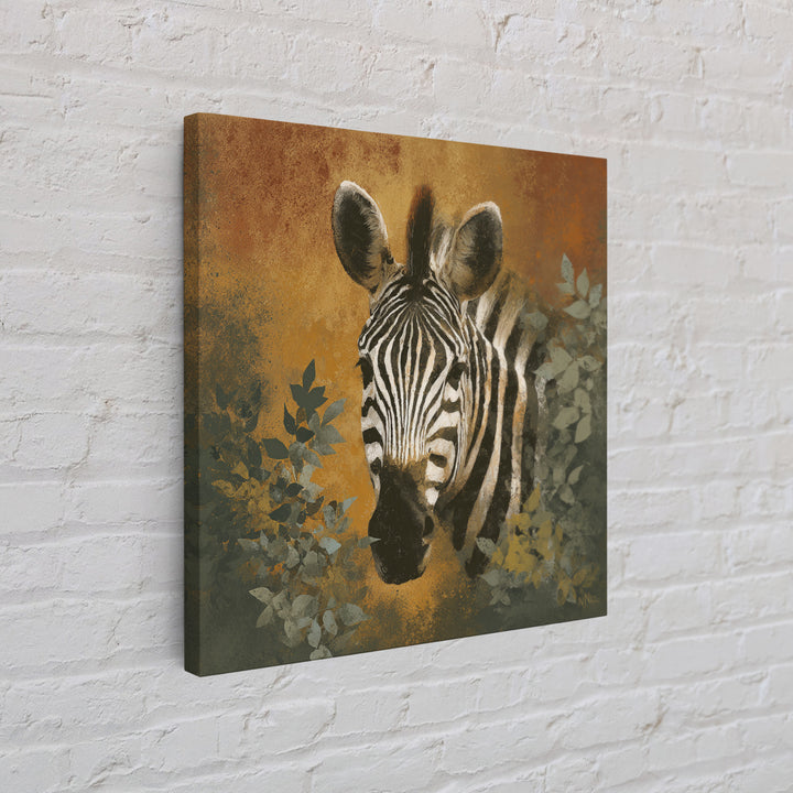 Zebra Portrait with Bold Graphic Stripe Pattern Framed Canvas Print, Animal Art, Gallery Decor, Living Room Decor, Creature, ANI-1x1-41