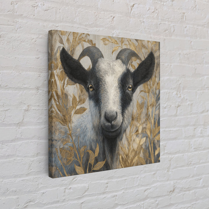 Goat Portrait with Rustic Folk Art Personality Canvas Print, Animal Art, Neutral Decor, Living Room Decor, Fine Art, Creature, ANI-1x1-45