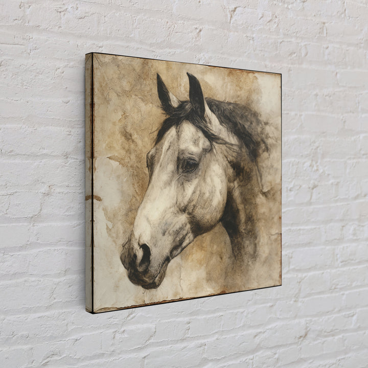 Majestic Horse Head Framed Canvas Print, Animal Art, Safari Nursery Decor, Living Room Decor, Oil Painting, Creature, ANI-1x1-51