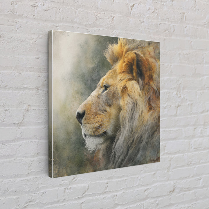 Regal Lion Profile Framed Canvas Print, Animal Art, Statement Artwork, Living Room Decor, Abstract Art, Creature, Wall Decor, ANI-1x1-57