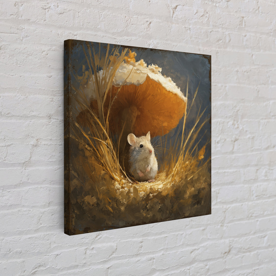 Tiny Field Mouse Framed Canvas Print, Animal Art, Cat Art, Living Room Decor, Watercolor Art, Creature, Art Print, ANI-1x1-58