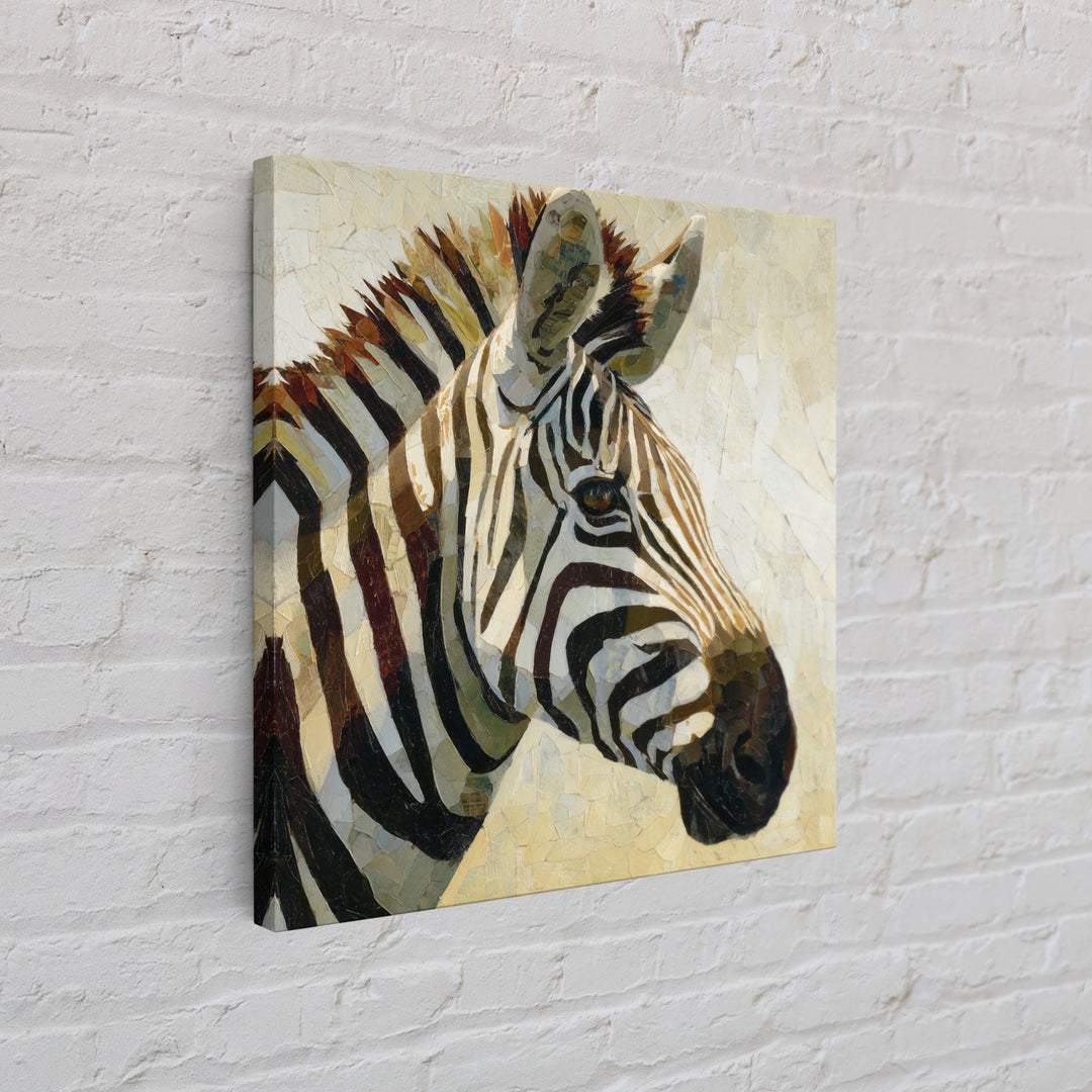 Zebra Portrait with Bold Graphic Stripe Pattern Framed Canvas Print, Animal Art, Gallery Decor, Living Room Decor, Creature, ANI-1x1-65