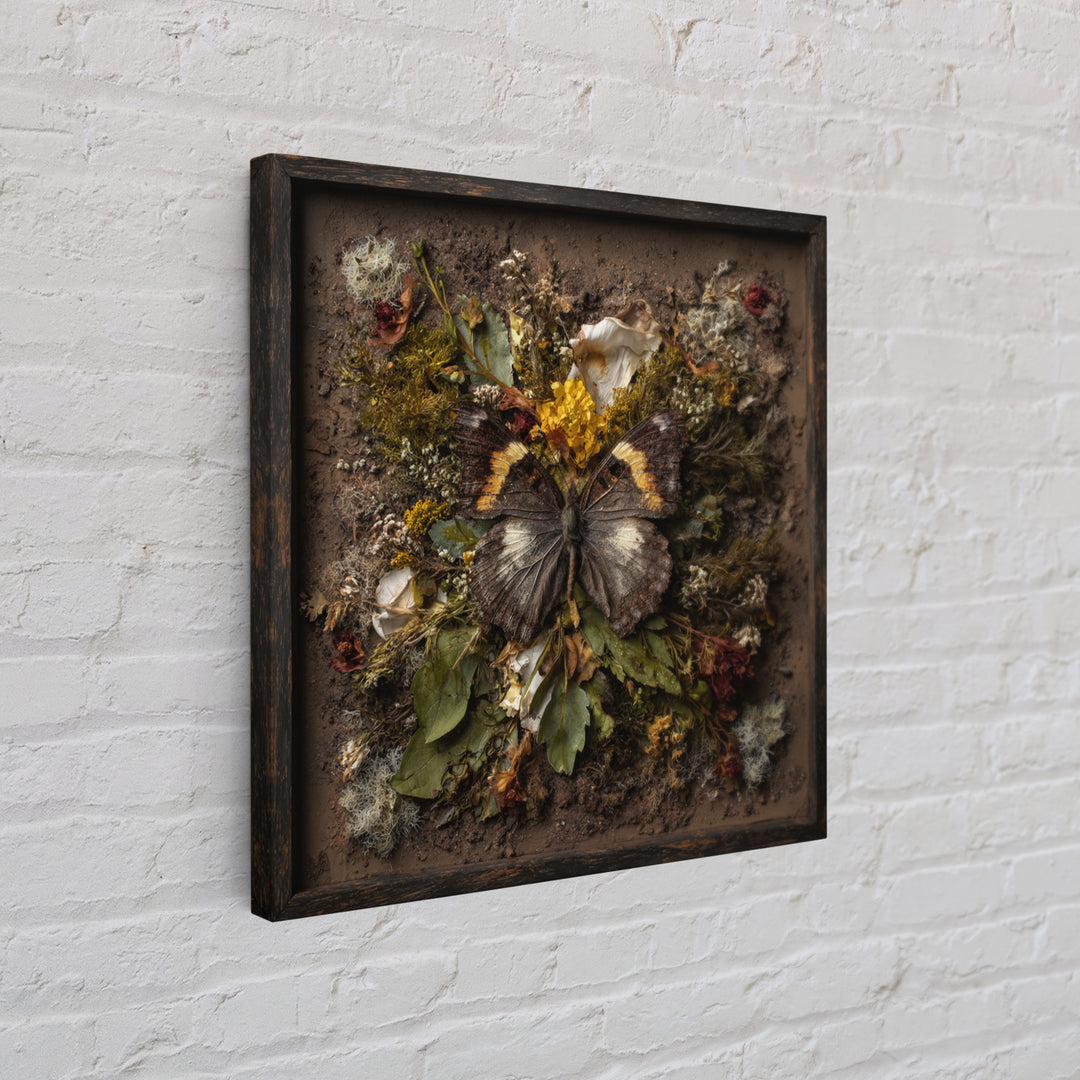 Butterfly Specimen Composition Framed Canvas Print, Animal Art, Cat Art, Living Room Decor, Fine Art, Creature, Art Print, ANI-1x1-71