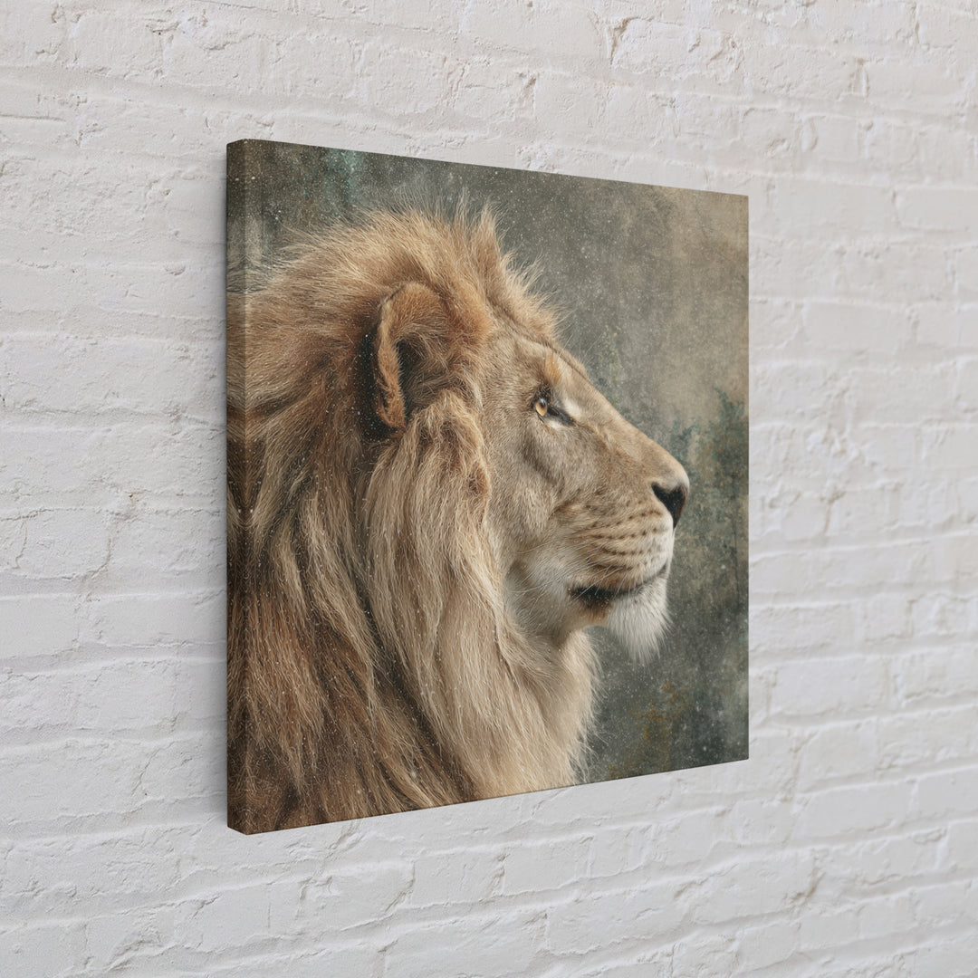 Regal Lion Profile Canvas Print, Animal Art, Textured Painting, Living Room Decor, Fine Art, Creature, Printable Wall Art, ANI-1x1-81