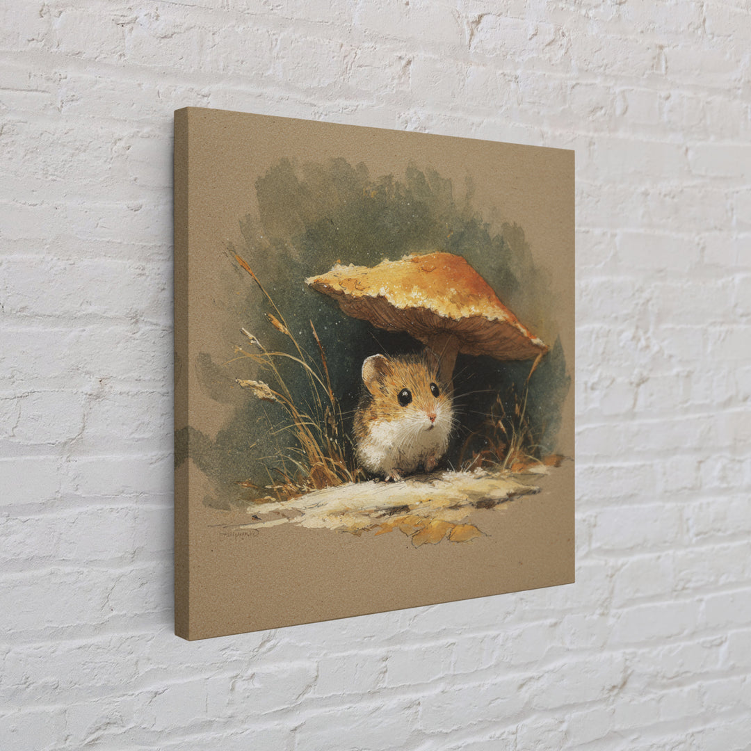 Tiny Field Mouse Canvas Print, Animal Art, Neutral Decor, Living Room Decor, Oil Painting, Creature, Wall Art, Home Decor, ANI-1x1-82
