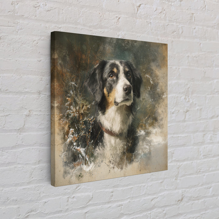 Dog Portrait with Painterly Collar and Loyal Canvas Print, Animal Art, Boho Decor, Living Room Decor, Fine Art, Creature, ANI-1x1-85