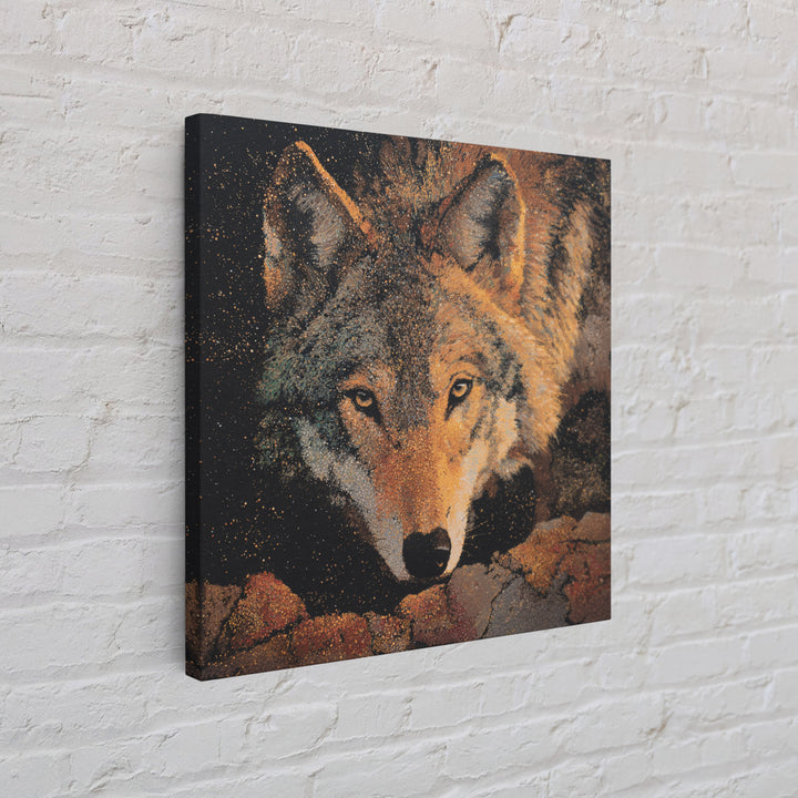 Wolf Silhouette Beneath a Star Filled Sky Canvas Print, Animal Art, Colorful Wall Art, Living Room Decor, Fine Art, Creature, ANI-1x1-94