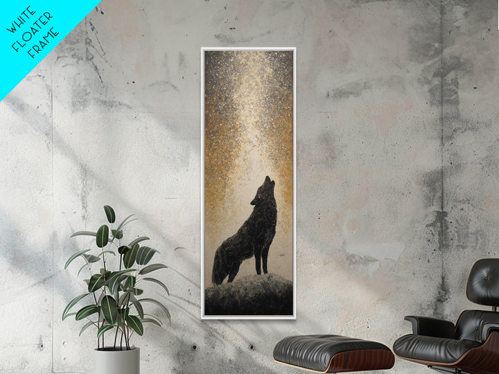 Wolf Silhouette Beneath a Star Filled Sky Canvas Print, Animal Art, Farmhouse Decor, Living Room Decor, Fine Art, Creature, ANI-1x3-10