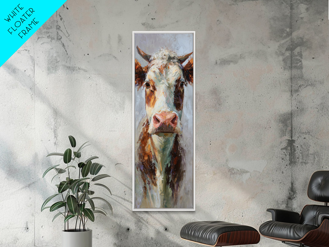 Gentle Cow Portrait Framed Canvas Print, Animal Art, Art, Living Room Decor, Fine Art, Creature, Original Art, Nursery Wall Art, ANI-1x3-19