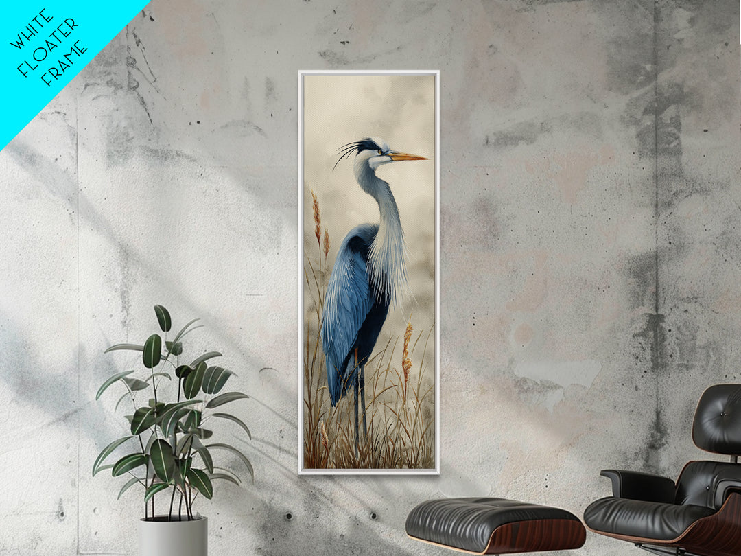 Blue Heron Standing Canvas Print, Animal Art, Wall Decor, Living Room Decor, Fine Art, Creature, Nursery Wall Art, ANI-1x3-23